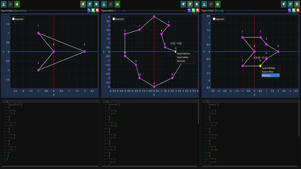 All vector shapes in the shape editor