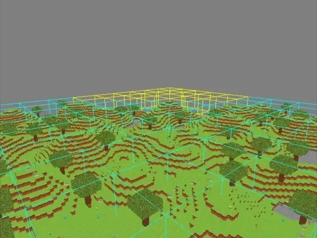 Chunks loaded with frustum culling applied