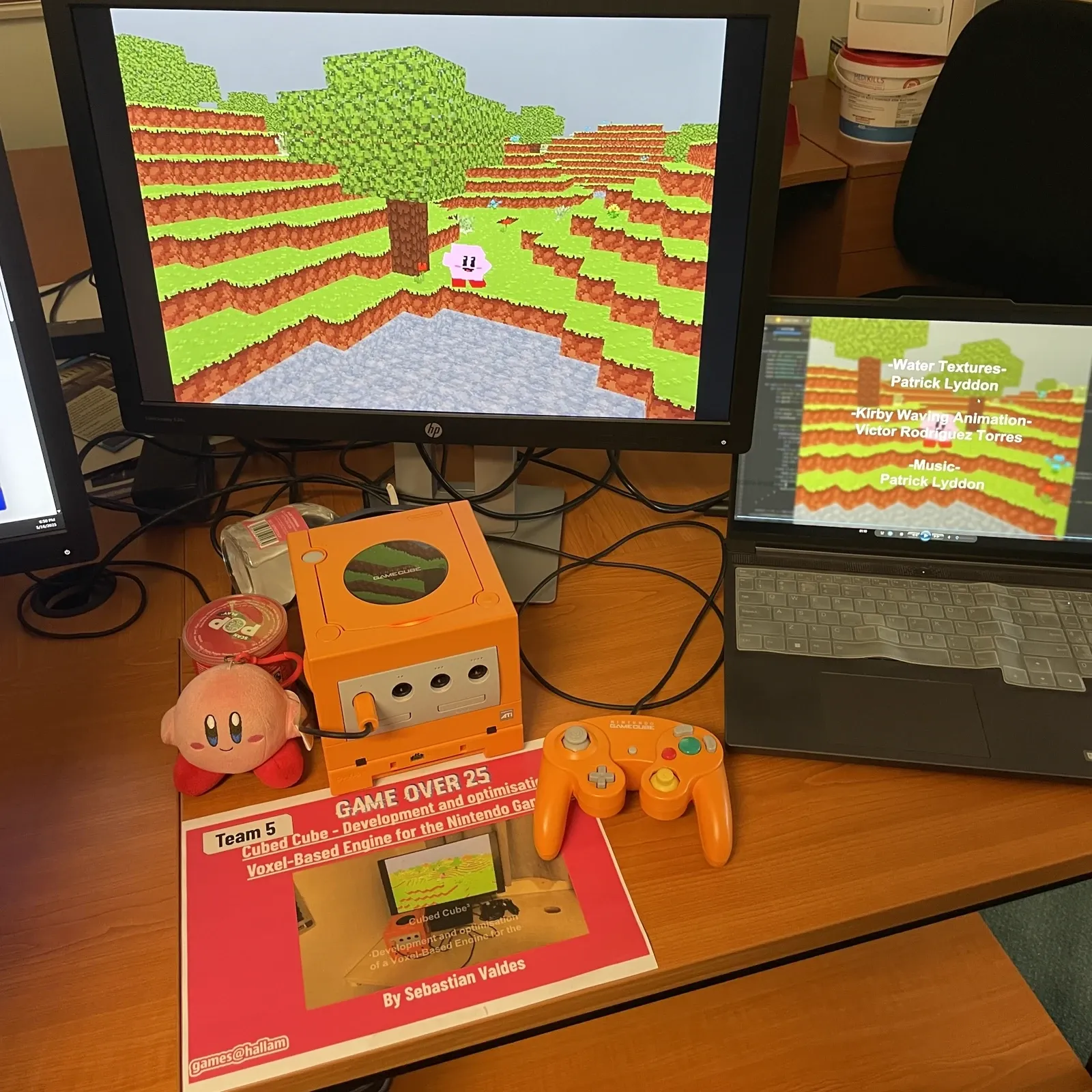 My Cubed Cube stand at Game Over 25 with the GameCube running the voxel engine
