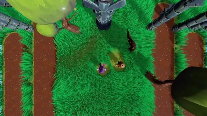 Grass footstep trails