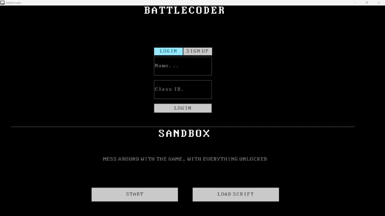 Battle Coder Main Menu