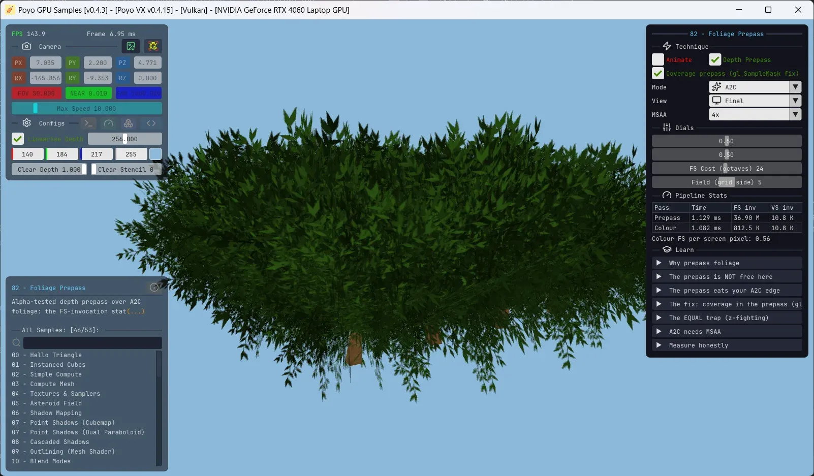 Foliage Prepass with anti-aliased alpha test
