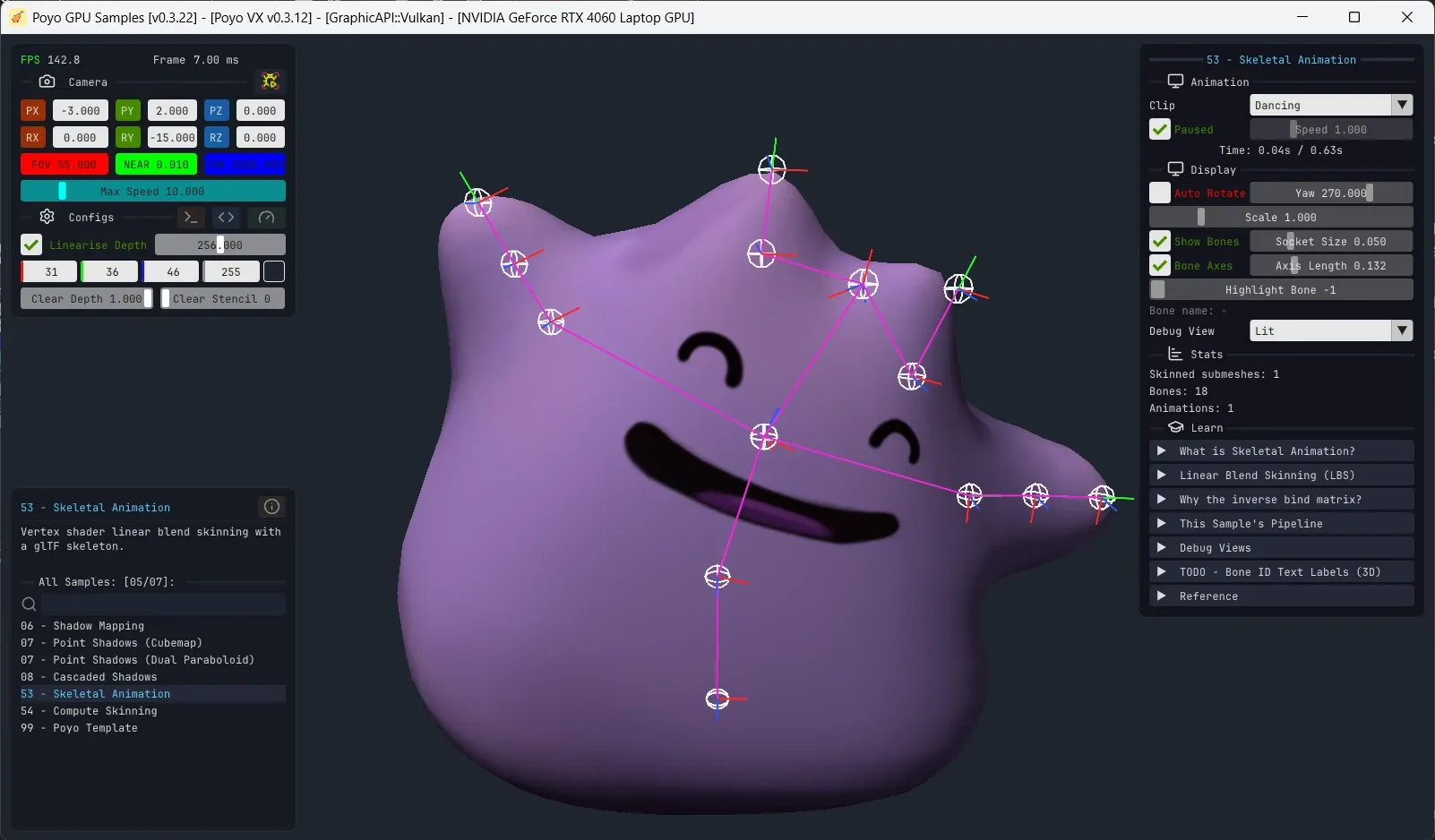 Skeletal Animation with linear blend skinning